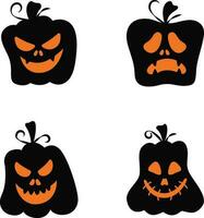 Víspera de Todos los Santos calabaza silueta con varios expresiones o vector ilustracion.para diseño decoracion.vector Pro