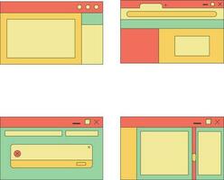 Retro Ui Shape. Retro PC Desktop Template Boxes and Elements. Vector Illustrations.