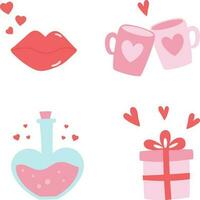 Valentine's day element with heart pattern and happy typography valentines day. Vector illustration.