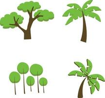 Tree Plant Illustration. Simple modern style. Cute green plants, forest, vector flat illustration. summer, spring trees. Pro Vector