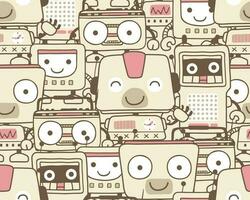 Seamless pattern vector of funny robot cartoon