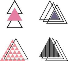 Triangle Memphis  elements set. Vector abstract geometric line shape graphic, modern hipster  triangle template colorful illustration