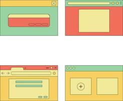 Retro Ui Shape. Retro PC Desktop Template Boxes and Elements. Vector Illustrations.