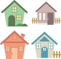 Cute House. Cartoon small town house, minimalist city building, minimal suburban housing vector illustration icon.Vector Pro