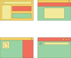 Retro Ui Shape. Retro PC Desktop Template Boxes and Elements. Vector Illustrations.