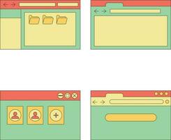 Retro Ui Shape. Retro PC Desktop Template Boxes and Elements. Vector Illustrations.