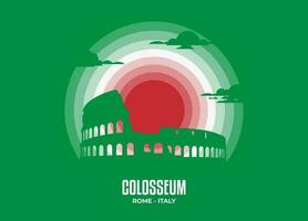 Colloseum vector. Moonlight illustration of famous historical statue and architecture in United Kingdom. Color tone based on flag. Vector eps 10