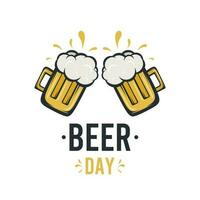 toasting two glass of beer on white background for beer day greeting perfect for social media post,greeting,event, and more vector