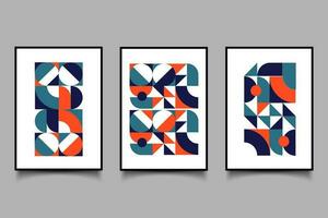 set of Abstract geometric memphis cover design vector