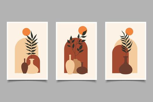 resumen moderno boho contemporáneo pared Arte conjunto boho estilo, abstracto de moda imprimible para pared decoración vector