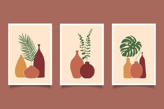 resumen moderno boho contemporáneo pared Arte conjunto boho estilo, abstracto de moda imprimible para pared decoración vector