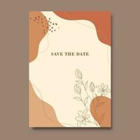 Hand draw floral wedding invitation template design vector