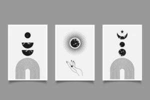 medio siglo moderno minimalista resumen estético geométrico ilustración. moderno póster mínimo en boho estilo para pared Arte vector