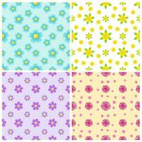 Set of Beautiful Seamless Patterns with Flower vector