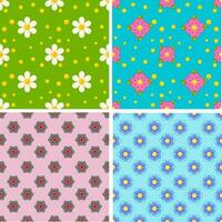 Set of Beautiful Seamless Patterns with Flower vector