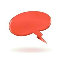 3D render glossy red retro speech bubble vector