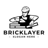 Masonry logo design template. Bricklayer logo vector. Construction logo vector