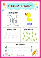 Learning alphabet with tracing finding and coloring letters for kids vector