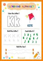 Learning alphabet with tracing finding and coloring letters for kids vector
