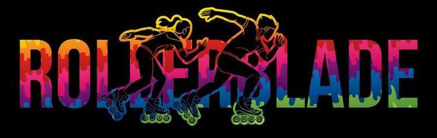 Rollerblade Player with Text Graffiti Extreme Sport Graphic Vector