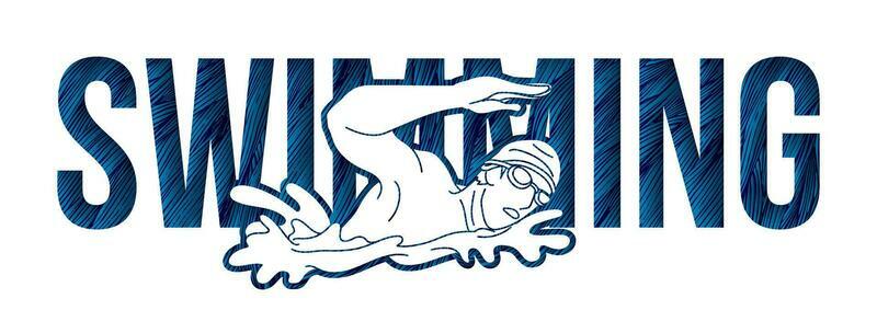 Swimming Text with Swimmer Action