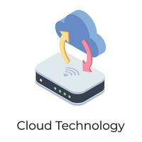 Cloud technology icon in isometric design. vector