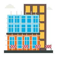 A scaffolding building which is in construction, commercial construction vector