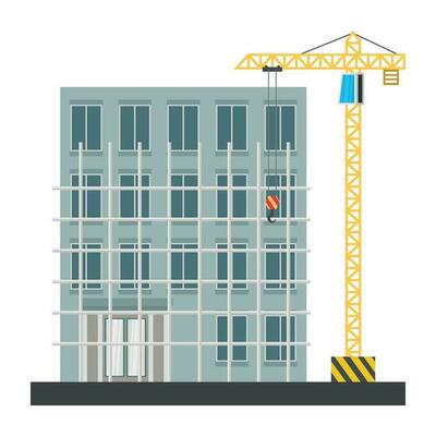 A scaffolding building which is in construction, commercial construction