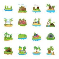 The Island Scenes Vector Icons