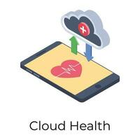 Cloud health icon in isometric design. vector