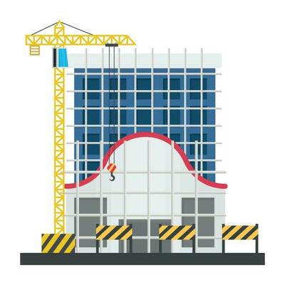 A scaffolding building which is in construction, commercial construction