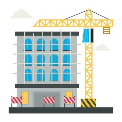 A scaffolding building which is in construction, commercial construction