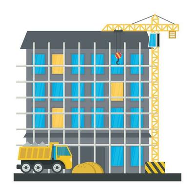 A scaffolding building which is in construction, commercial construction