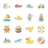 Pack of Toys Flat Icons vector