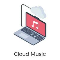 Cloud music icon in isometric design. vector