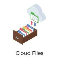 Isometric design of cloud files icon. vector