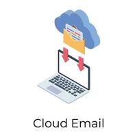 Isometric design of cloud mail icon. vector