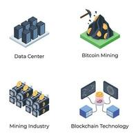 Set of Blockchain Isometric Icons vector