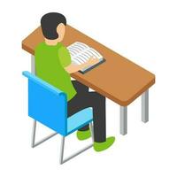 Flat icon design of learning student vector