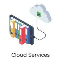 Cloud services icon in isometric design. vector