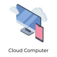 Isometric design of cloud computing ion. vector