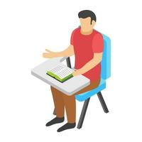 Flat icon design of learning student vector