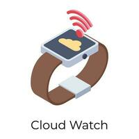 Isometric vector design of cloud watch icon.