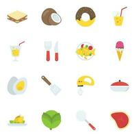 Food and Drinks Flat Icons vector