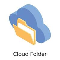 Isometric design of cloud folder icon. vector