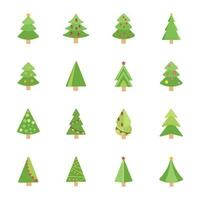 Christmas Trees Flat Vector Icons