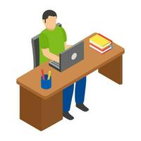 Flat icon design of learning student vector