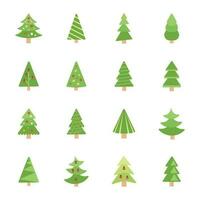 Navidad arboles plano vector íconos