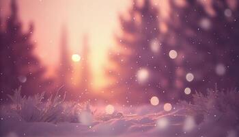 Beautiful natural winter defocused blurry background image with forest. . photo