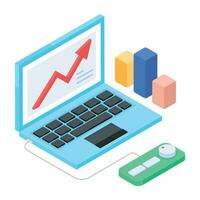 An isometric icon of bitcoin analytics vector